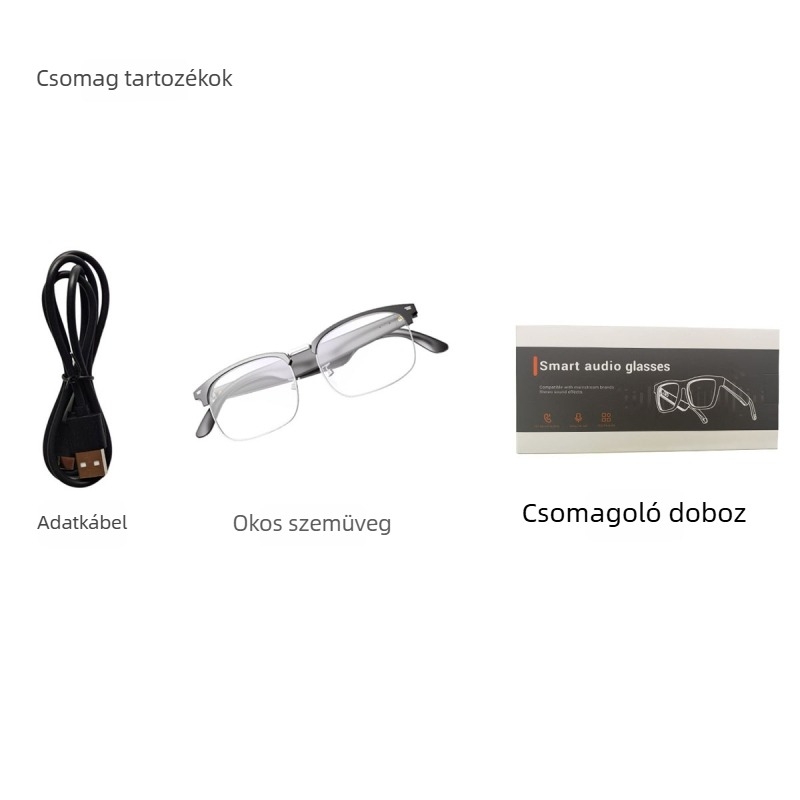 AI-s okos Bluetooth szemüveg, fordítás 144 nyelvre, zene és hívások, 10 m-es hatótáv, érintéses vezérlés, UV védelem