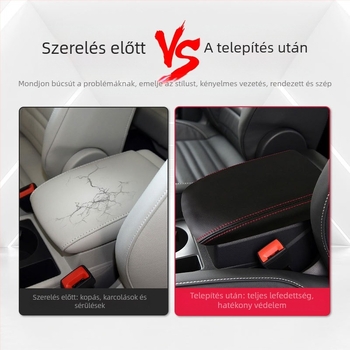VW Tiguan L (2017–2021) autó karfájának dobozfedője — Microfiber Leather; kompatibilis a központi konzollal