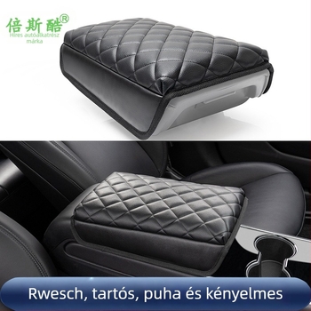 Bőr autókarfa párna, univerzális illeszkedés, Small Check Armrest Cushion modell, 345 g, kopásálló PU bőr, környezetbarát és formaldehid-mentes