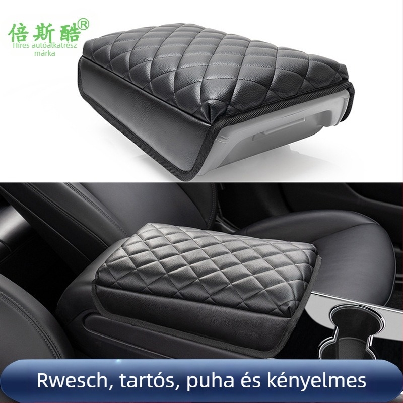 Bőr autókarfa párna, univerzális illeszkedés, Small Check Armrest Cushion modell, 345 g, kopásálló PU bőr, környezetbarát és formaldehid-mentes