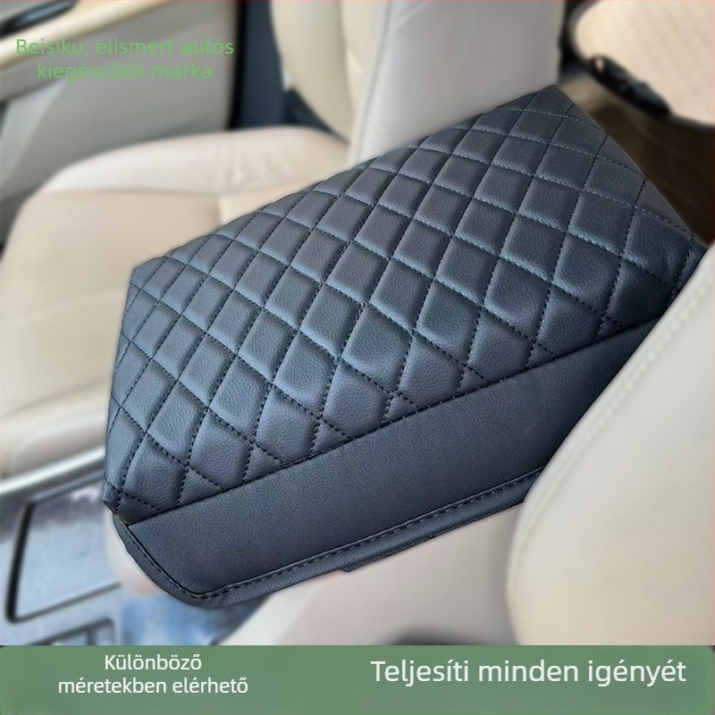 Bőr autókarfa párna, univerzális illeszkedés, Small Check Armrest Cushion modell, 345 g, kopásálló PU bőr, környezetbarát és formaldehid-mentes
