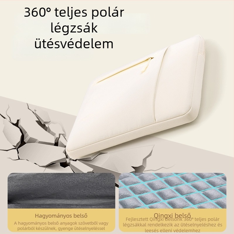 Velúr bélésű és légpárnás védelemmel ellátott univerzális tabletás és laptop tok; vízálló, kopásálló, ütésálló
