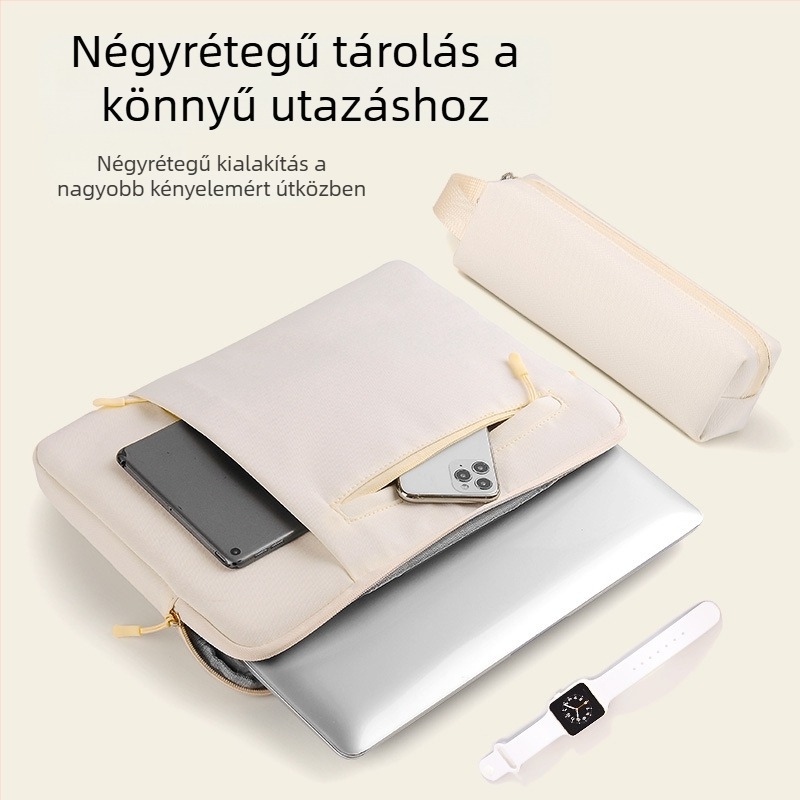 Velúr bélésű és légpárnás védelemmel ellátott univerzális tabletás és laptop tok; vízálló, kopásálló, ütésálló