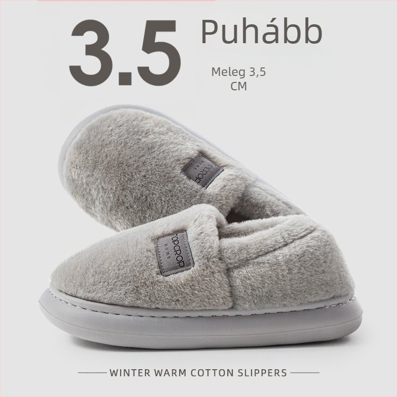 Férfi lenvászon házi papucs gumírozott talppal, csatos záródás, normál vastagság, melegen tart.