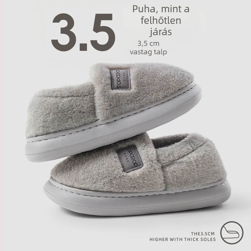 Férfi lenvászon házi papucs gumírozott talppal, csatos záródás, normál vastagság, melegen tart.