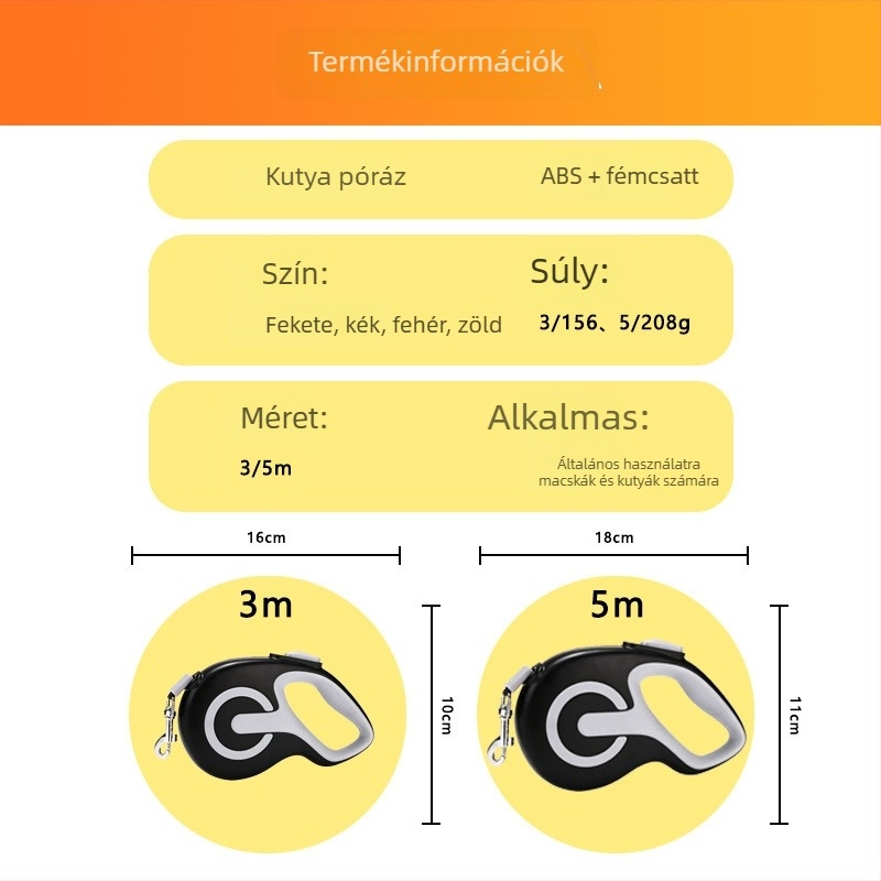 Nyújtható kutyapóráz – ABS anyagból, állítható kiterjesztés, kültéri biztonság, Yu chen