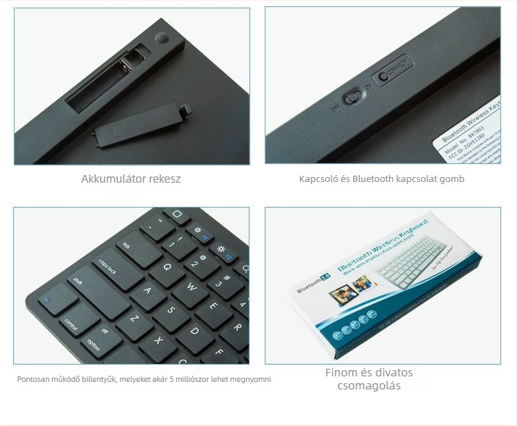 X5 Vezeték nélküli Bluetooth billentyűzet, 78 billentyűs, hordozható telefonhoz és tablethez, ergonomikus, OEM feldolgozás