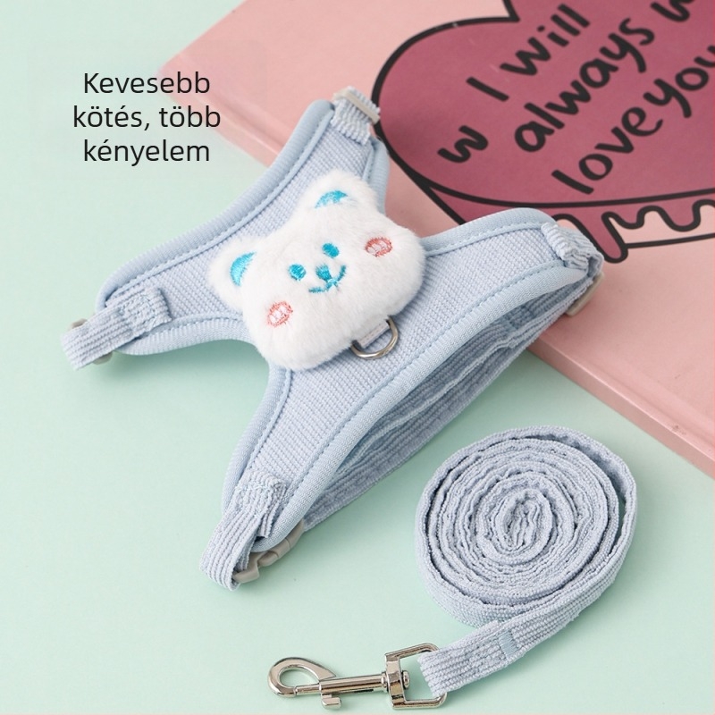 Macska póráz és állítható hám, Corduroy anyag, Eredet Zhejiang, Kategória: háziállat-láncok és kötele