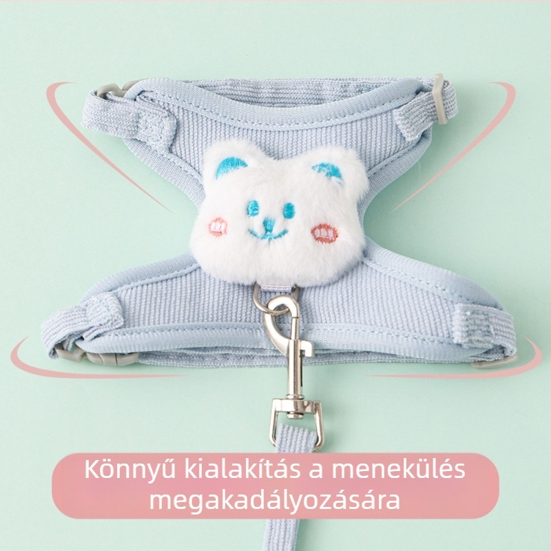 Macska póráz és állítható hám, Corduroy anyag, Eredet Zhejiang, Kategória: háziállat-láncok és kötele