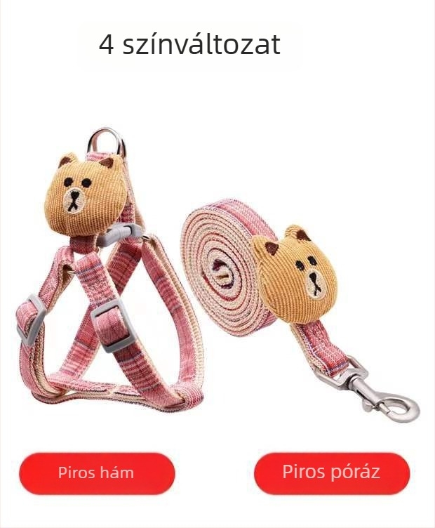 Kutya hám pórázzal, pamutanyag, állítható pántok, mellény-stílus, rajzfilmsz dizájn