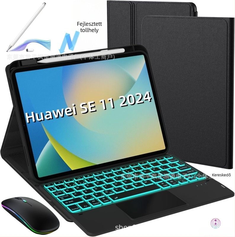 Huawei tablettához készült védőtok tollhelyes és háttérvilágítású Bluetooth billentyűzettel