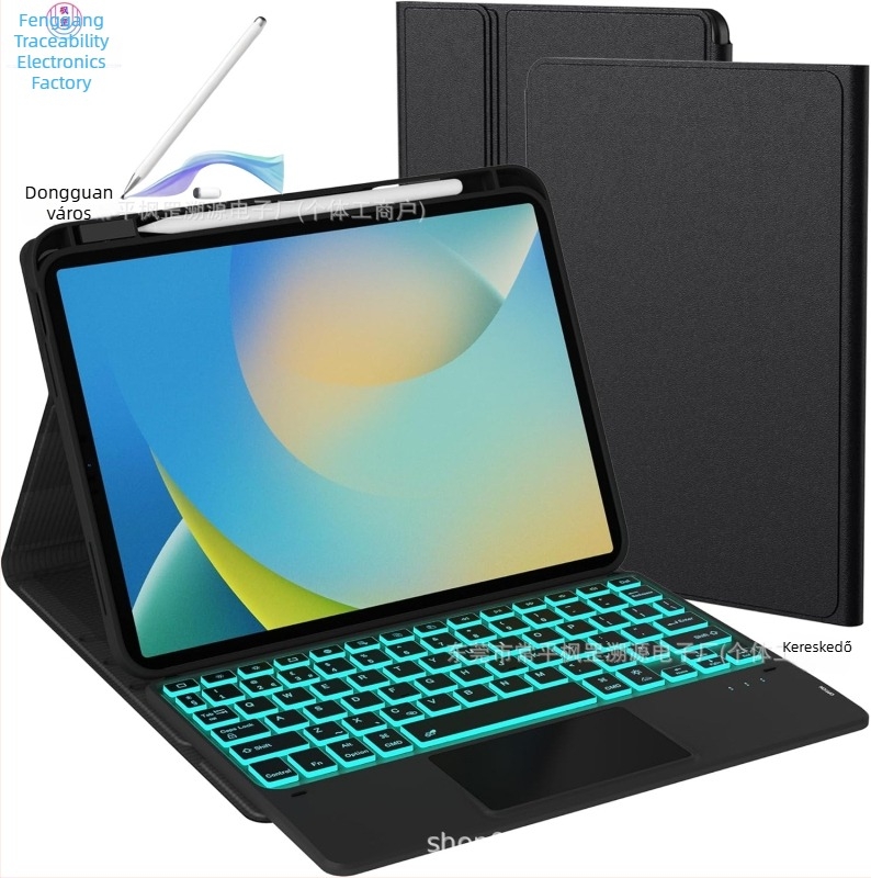 Huawei tablettához készült védőtok tollhelyes és háttérvilágítású Bluetooth billentyűzettel