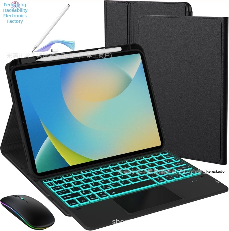 Huawei tablettához készült védőtok tollhelyes és háttérvilágítású Bluetooth billentyűzettel