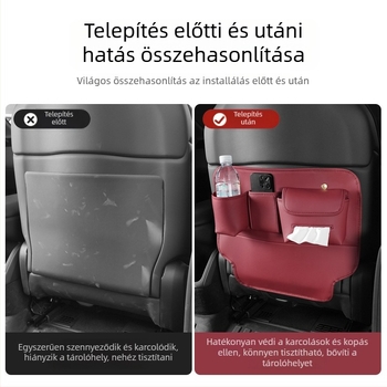Autóülés hátsó szervező – egész éves, Nappa bőr textúra, autóba szerelhető, védelem a szennyeződés és a lábak ütései ellen