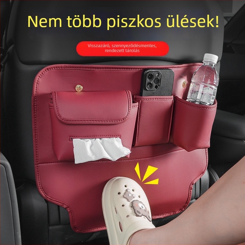 Autóülés hátsó szervező – egész éves, Nappa bőr textúra, autóba szerelhető, védelem a szennyeződés és a lábak ütései ellen