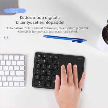 BT14 numerikus billentyűzet Bluetooth és 2.4G kétmódú kapcsolattal, ergonómiai támogatás, kompatibil mobiltelefonokkal, táblagépekkel és laptopokkal