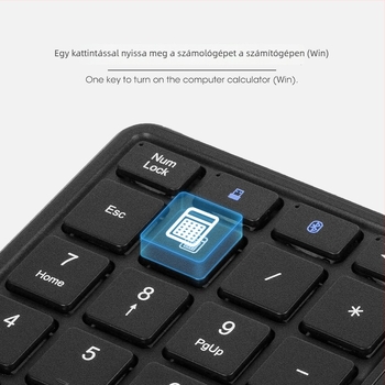 BT14 numerikus billentyűzet Bluetooth és 2.4G kétmódú kapcsolattal, ergonómiai támogatás, kompatibil mobiltelefonokkal, táblagépekkel és laptopokkal