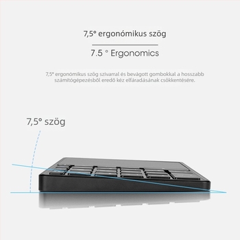 BT14 numerikus billentyűzet Bluetooth és 2.4G kétmódú kapcsolattal, ergonómiai támogatás, kompatibil mobiltelefonokkal, táblagépekkel és laptopokkal