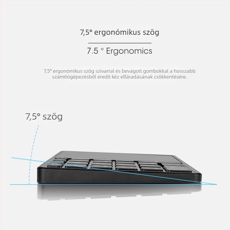 BT14 numerikus billentyűzet Bluetooth és 2.4G kétmódú kapcsolattal, ergonómiai támogatás, kompatibil mobiltelefonokkal, táblagépekkel és laptopokkal