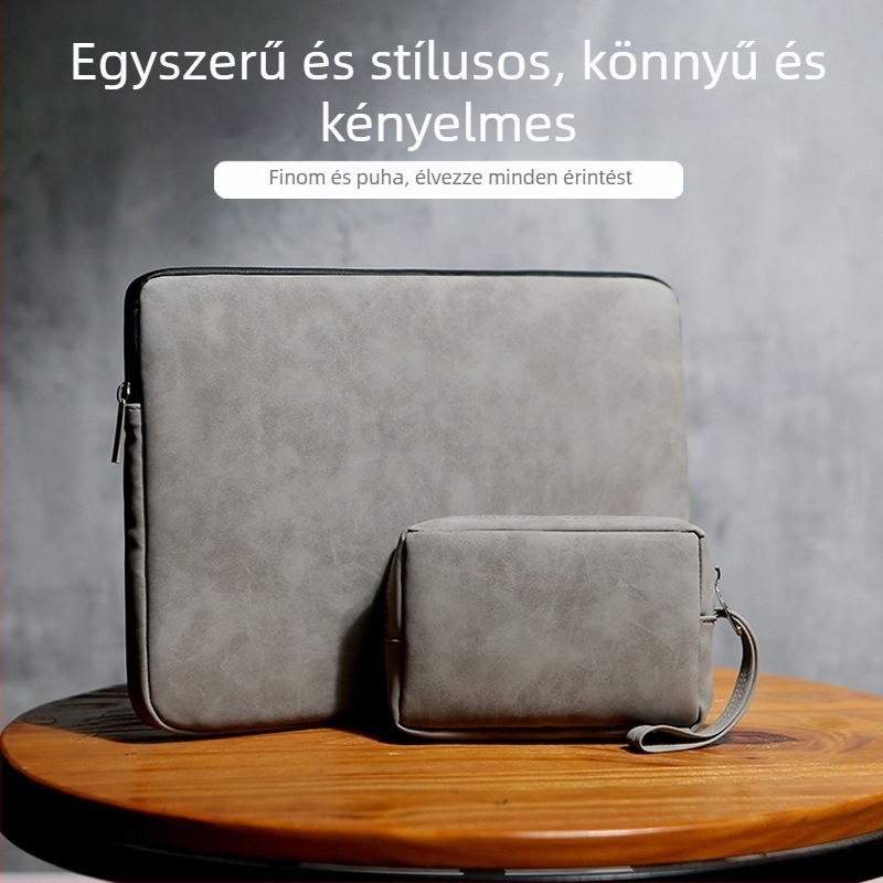 Könnyű laptop- és tabletatáska airbag-szerű ütéscsillapítással, PU bőr, vízálló, cipzár, puha fogantyú, egyedi logó