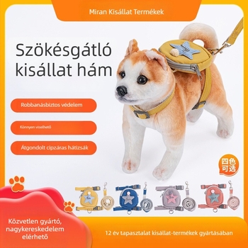 Háziállat póráz macskáknak és kutyáknak, állítható hátizságszerű hám