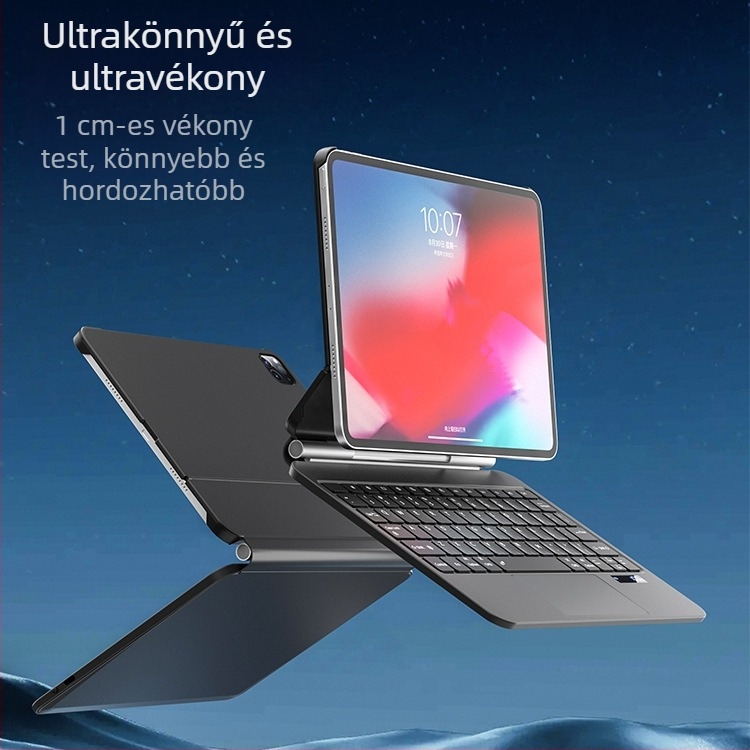 Magic billentyűzet tok Apple iPad Pro-hoz — all-in-one védőtok billentyűzettel, négy sarka elleni ütésálló védelem a 12,9/13 és 11 hüvelykes modellekhez.