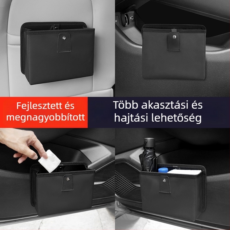 Bőr autó belső tároló doboz – ajtóhoz akasztható szemetes, modell LJT-03