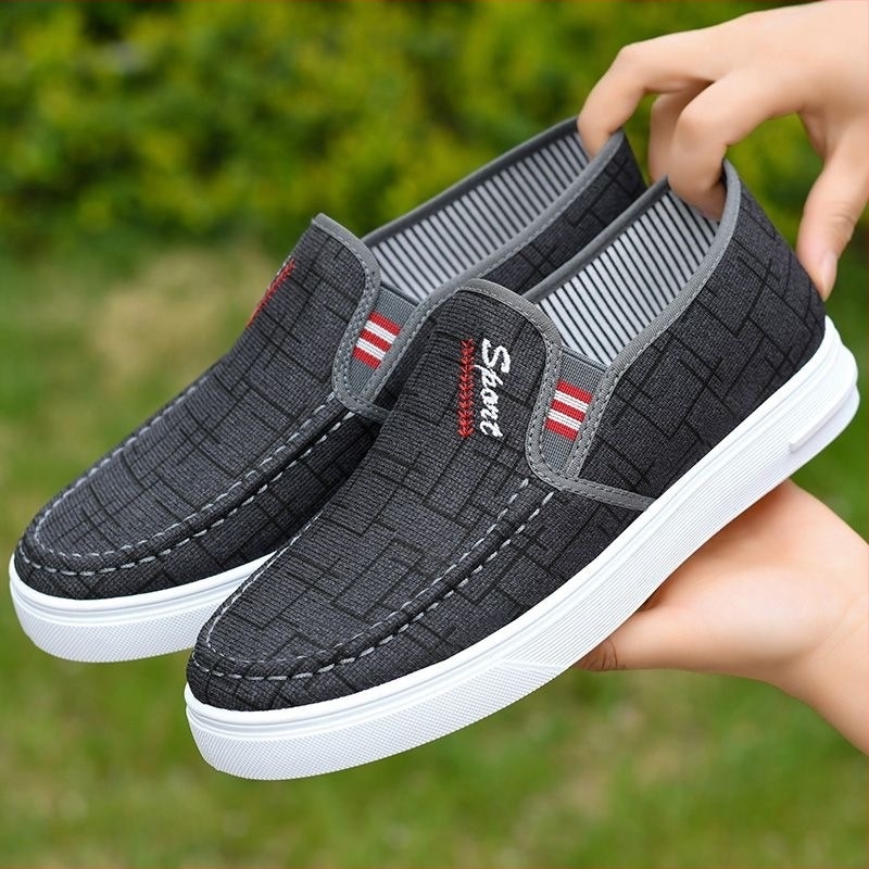 Férfi Slip-On Vászoncipő – Légáteresztő, Könnyű, Vászon felsőrész, PVC talp, Alacsony Profil