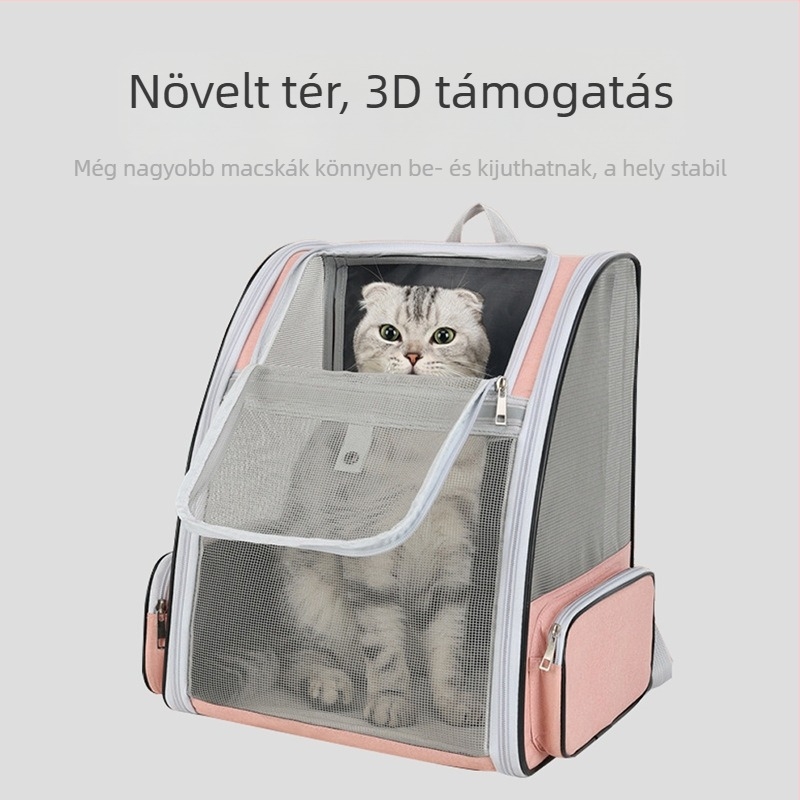 Háziállat hátizsák macskáknak és kutyáknak, űrkapszula dizájn, tág belső tér, anyag: Dragon Dance anyag + anti-grab háló, közepes merevség