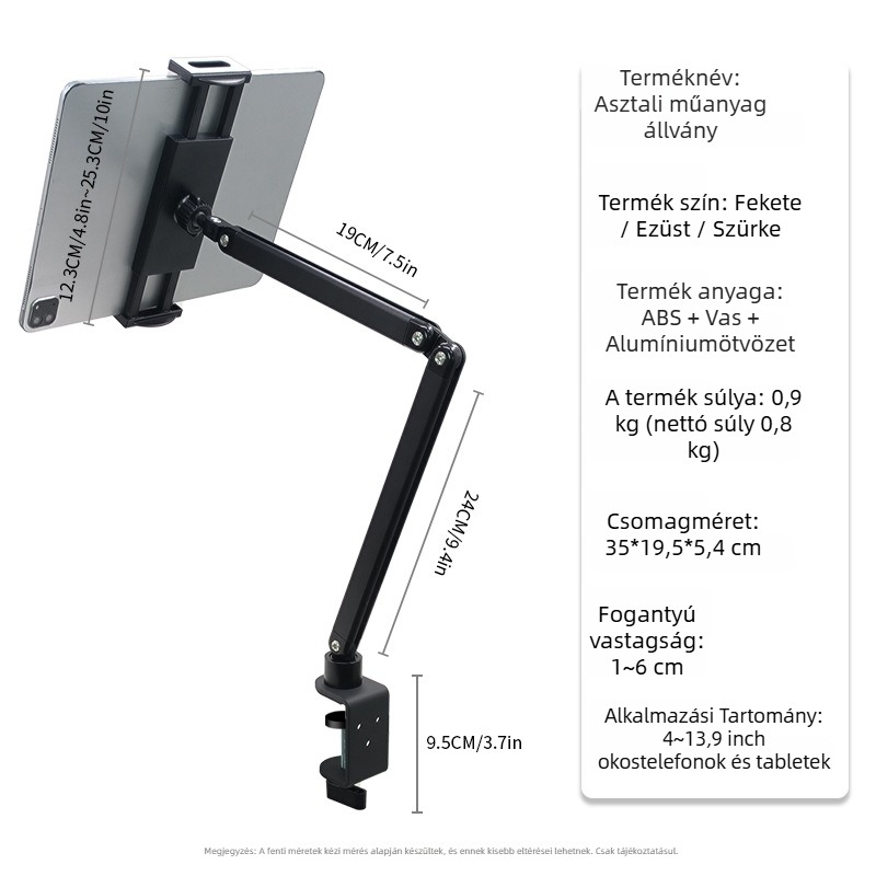 Forgó tablet-tartó, modell Bx-n07c2, univerzális kompatibilitás iPad/iPhone, tömeg 0,8 kg.
