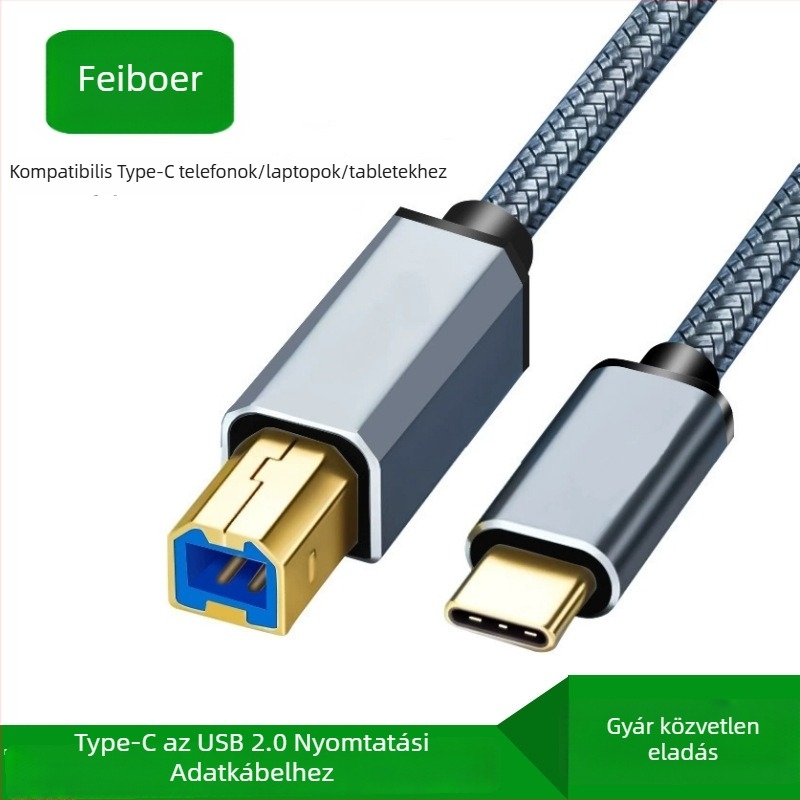 Imison Type-C nyomtató adatkábel – adapterkábel, Mini USB interfész, réz vezető aranyozott kivitelben, 1 m hosszú