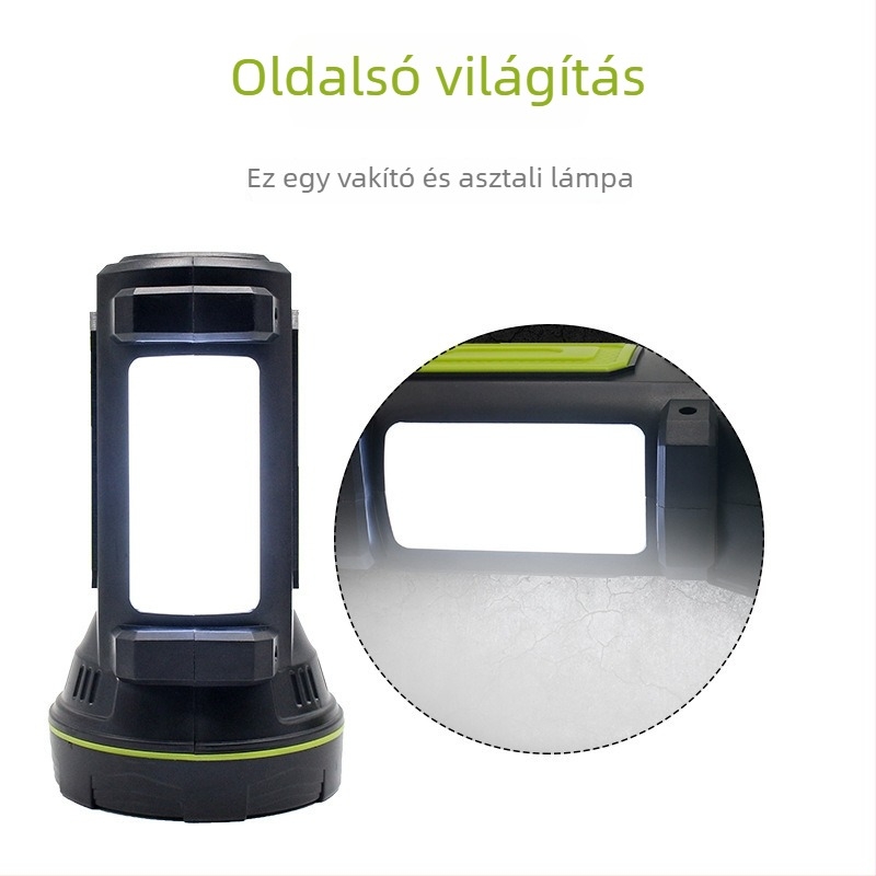 Tölthető LED zseblámpa – Többfunkciós ultra‑fényes keresőfény, 10W, 6800mAh, kézi működtetés, 200–500 m sugár, ABS ház