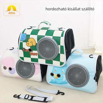 Állat szállító táska - összecsukható űrkapszula dizájn, PU anyag, rajzfilmszövet mintázat, hordozható kutya és macska számára