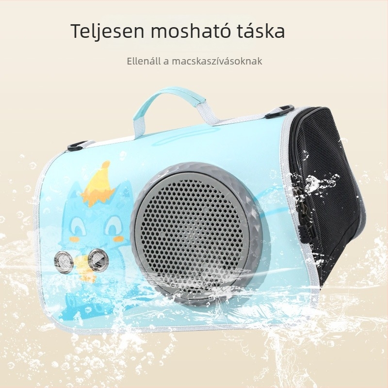 Állat szállító táska - összecsukható űrkapszula dizájn, PU anyag, rajzfilmszövet mintázat, hordozható kutya és macska számára