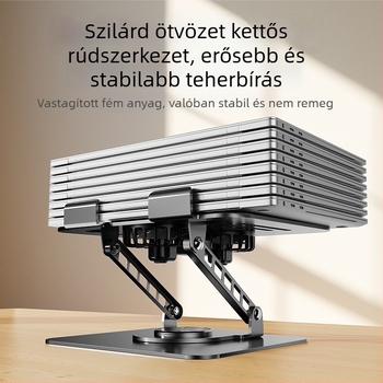 Laptop állvány 360°-os forgatható, összecsukható, állítható magasságú, szénacélból, 1395 g, méretek 24.2 × 19.5 × 6.5 cm