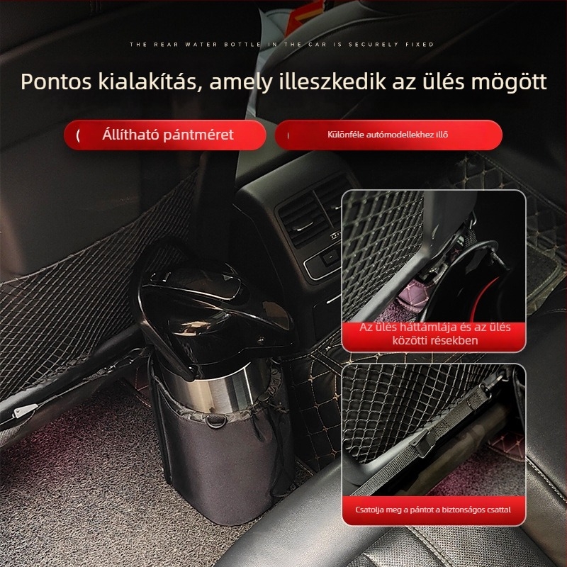 Autó teáskanna tároló táska, vízálló anyag, függő kivitel, a hátsó ülésnél a középső konzol oldalán
