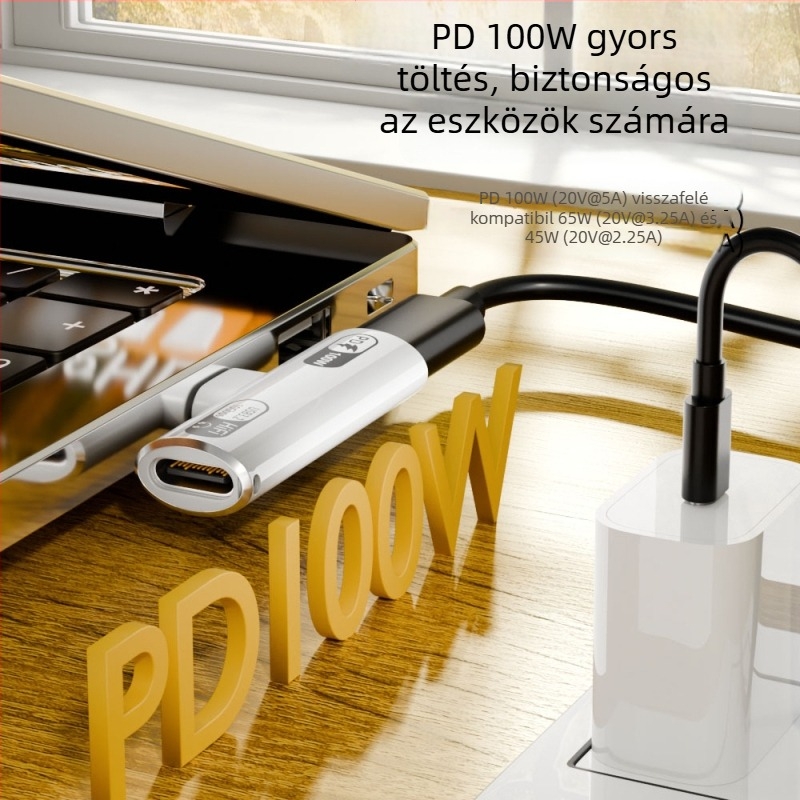 USB-C 2‑in‑1 fejhallgató adapter: hangkimenet és 100W töltés, Apple eszközökkel kompatibilis (Audio 202c‑100)