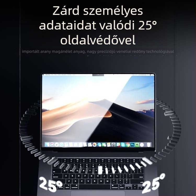 Adatvédelmi képernyővédő laptopokhoz, asztali számítógépekhez és tabletekhez | PET anyag | 25° anti-megfigyelés | Clip-On