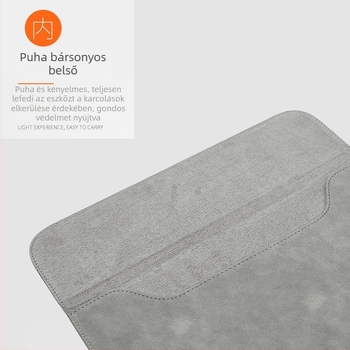 Notebook védőtasak mágneses zárással, PU bőr, belső számítógép-zseb, vízálló és ütésálló, notebookhoz, tabletához és iPadhez