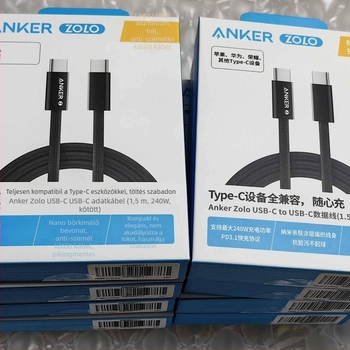 ANKER Zolo Két USB-C Portos Kábel, 240W Gyors Töltés, Szövött Kábel