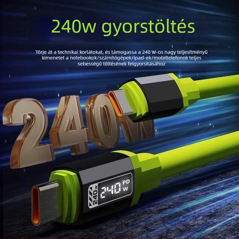 240W gyors USB-C töltőkábel iPhone 15-höz, Huawei-hez, Xiaomihez és iPadhez