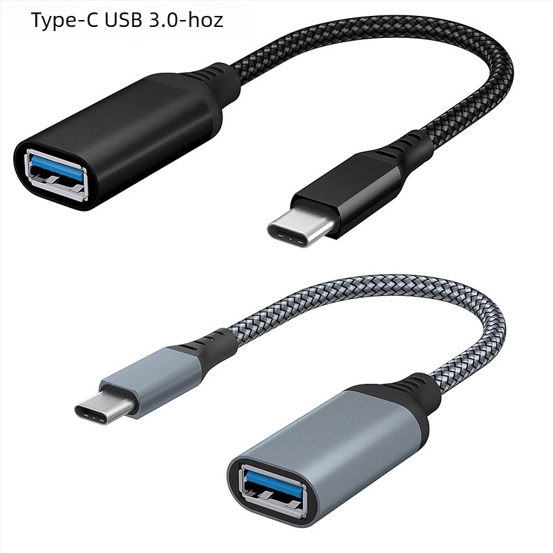 OTG USB-C–USB 3.0 adapterkábel mobiltelefonok és tabletek számára, alumíniumötvözet, max. 60W, egyfejű, Type-C interfész, kiterjesztett átvitel
