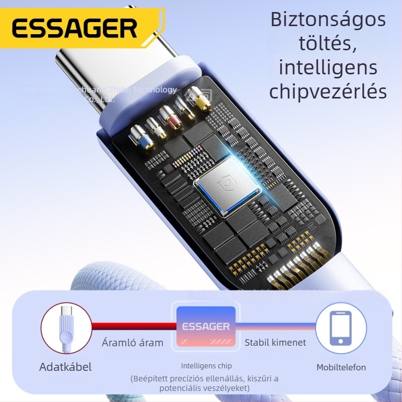 Essager Qili sorozat C-C 60W USB-C adatkábel PD gyorstöltéssel mobiltelefonokhoz, táblagépekhez és noteszgépekkel