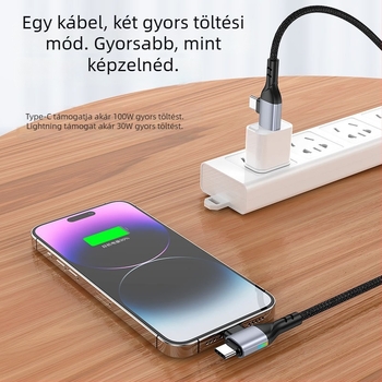 4 az 1-ben adatkábel PD100W gyorstöltéshez: HDMI, Lightning, Micro-USB és USB-C, kötött kábel, maximum 100W