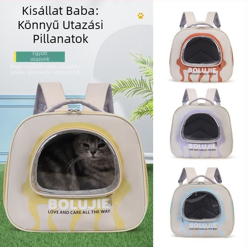 Kisállat-táska macskáknak és kutyáknak, textile anyagú, hordozható utazáshoz