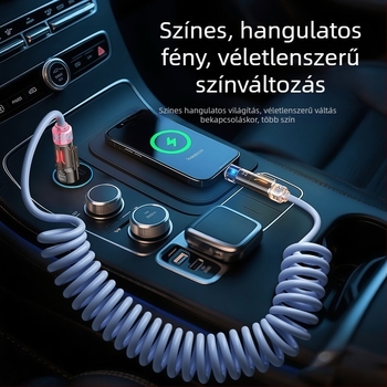Collar craftsman 4 az 1-ben behúzható autós adatkábel Lightning, Micro USB és Type-C – PD gyorstöltés, 240W-ig, hossz 1–2 m, PVC