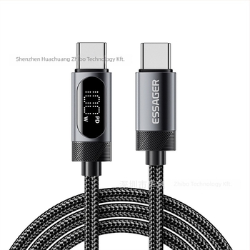 Type-C USB adatkabel digitális kijelzővel, PD gyors töltés 60W/100W, alumínium ötvözet