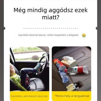 Autóülés hátsó tároló háló – poliészter, akasztó típus, univerzális, egyszerű dizájn