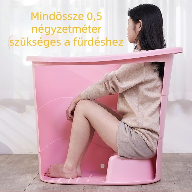Vastagított műanyag fürdőkáda felnőtteknek, kompakt kis lakásokhoz, teljes test fürdésére