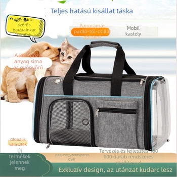 Macskáknak való hátizsák, háromoldalas átlátszó dizájn, anyag: EVA-kompozit + PC gyanta, termék kód: 6839, márka: Habepet habei, kategória: kisállat táska